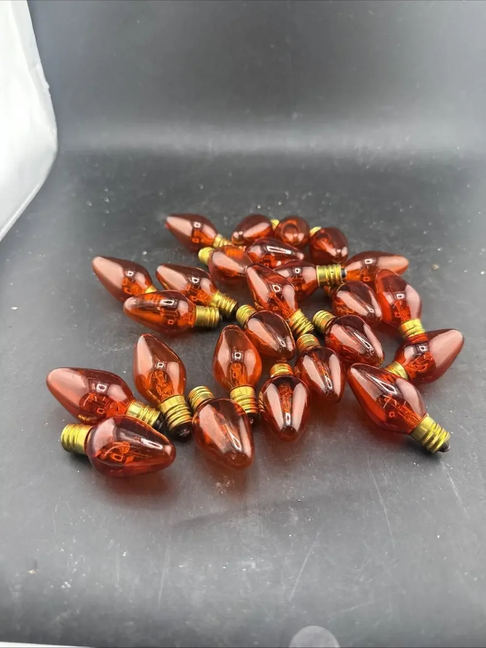 Lot of 25 Vintage Orange C7 Christmas Light Bulbs Transparent Replacement Tested